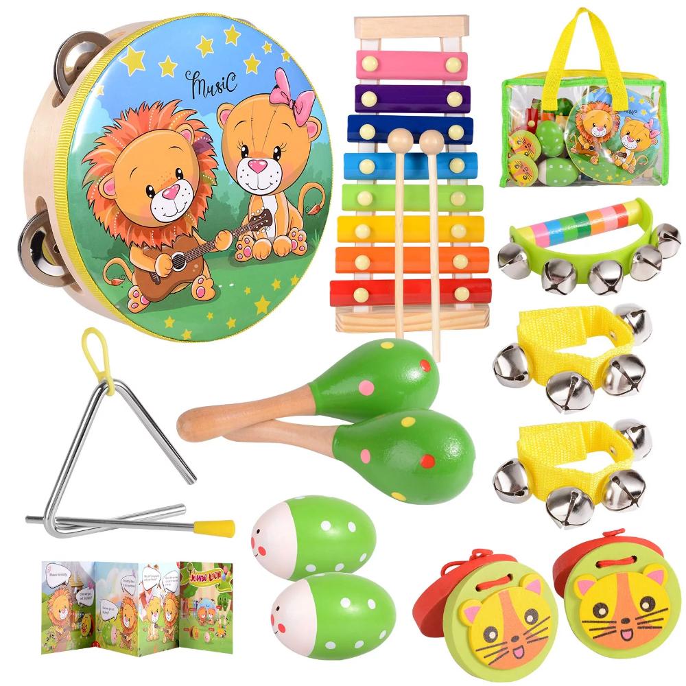 OATHX Baby Music Toys Child Educational Wooden Musical Instrument Set