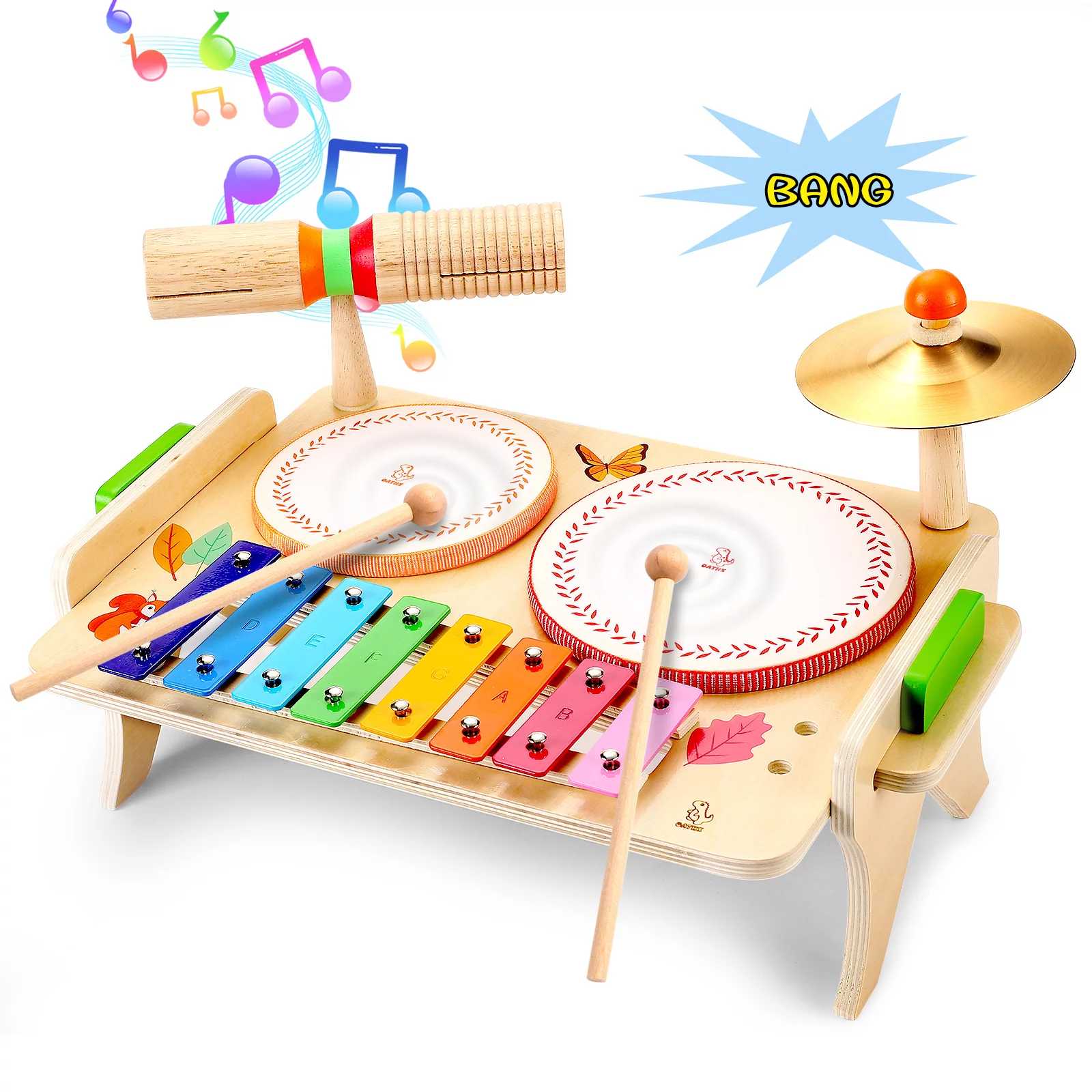 OATHX Kids Drum Set, Musical Instruments Xylophone for Toddlers
