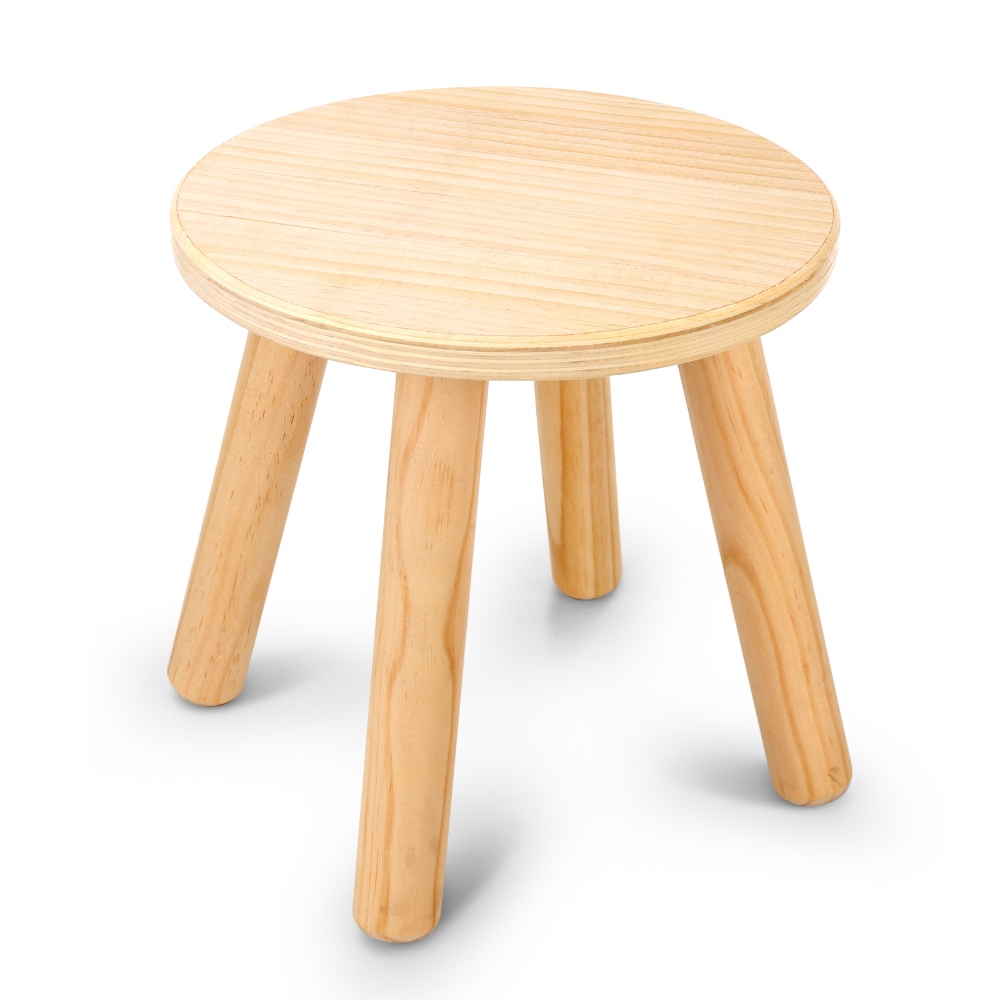 Kids Wooden One Step Stools, Milking Stools, Multi-use Solid Wood Chair, Footstool for Adults,10inch