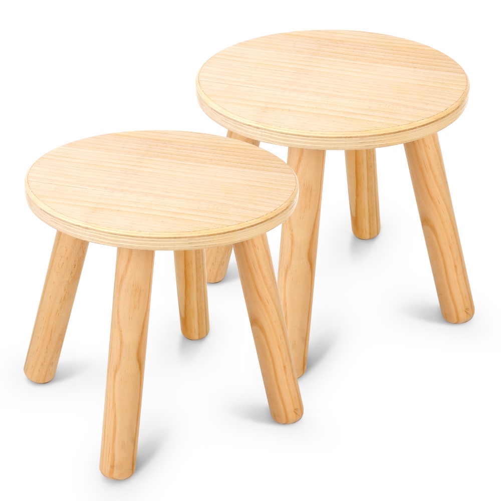 Kids Step Stools, Solid Wood Milking Stool, Universal Wood Chair for Sensory Table, 2 Pcs
