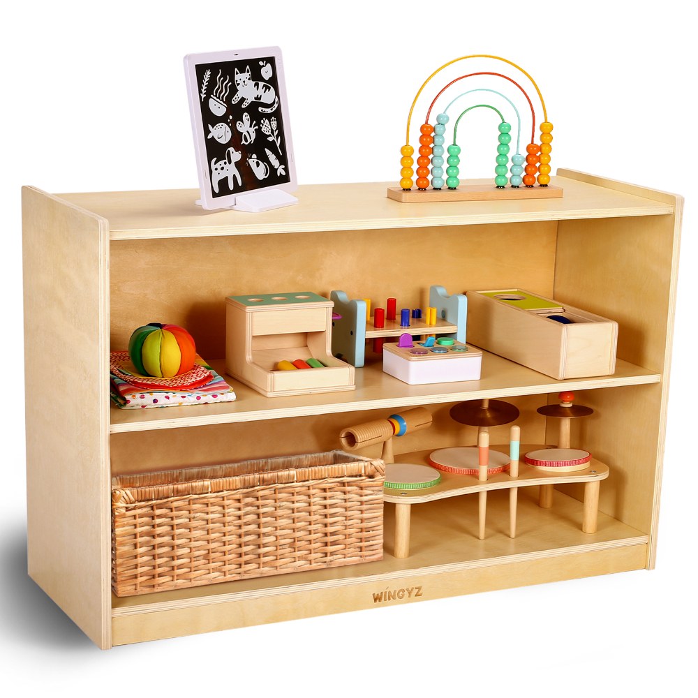 Wooden Storage Cabinet, Kids Toy Storage Organizer Small Book Shelf for Kids Rooms, Playroom,Nursery