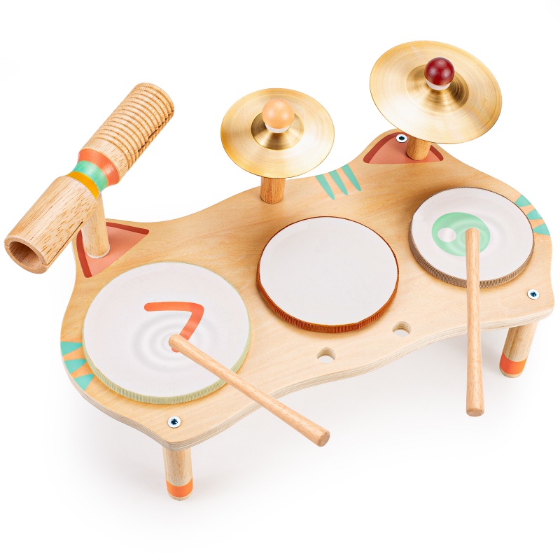 OATHX Kids Drum Set 7 in 1 Montessori Musical Instruments Set Toddler Toys Natural Wooden Music Kit Baby Sensory Toys Months Birthday Gifts for Girls Boys