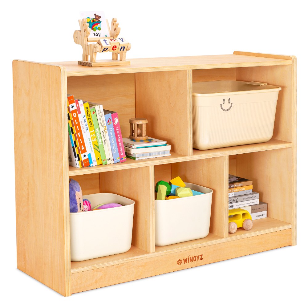 Wooden Bookcase, Kids Toy Storage Cube Organizer  Book Shelf for Kids Rooms, Playroom, Nursery