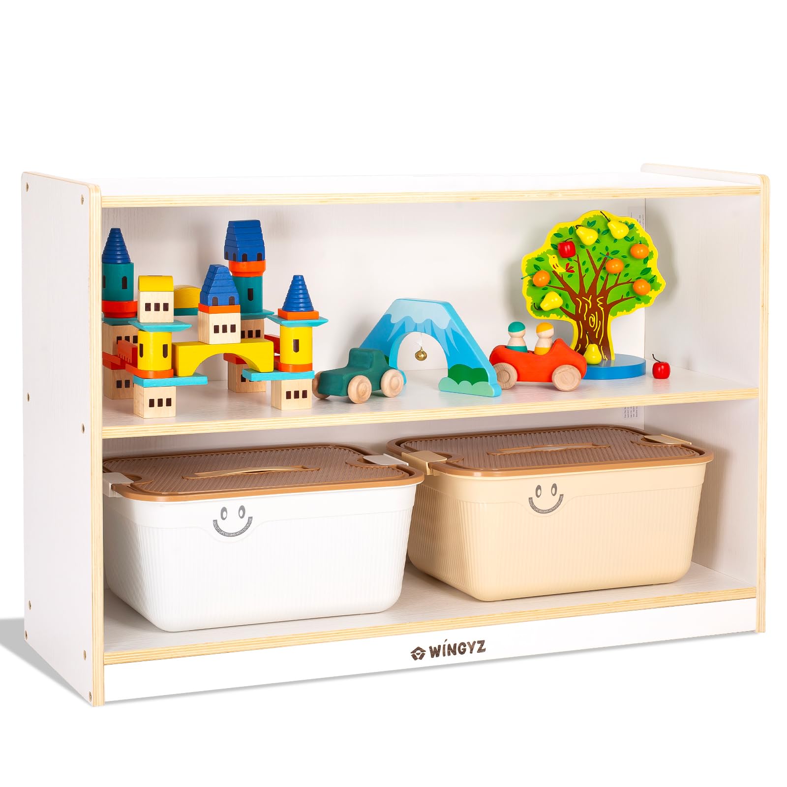 Wooden Bookcase, Kids Toy Storage Cube Organizer  Book Shelf for Kids Rooms, Playroom, Nursery