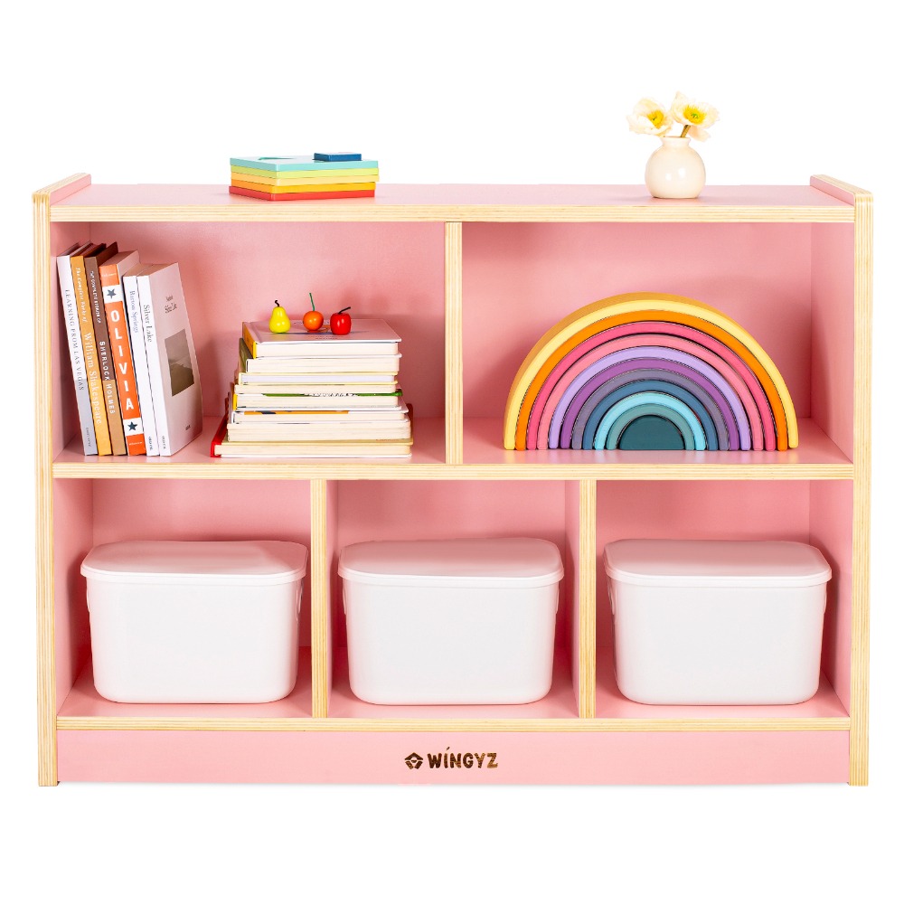 Wooden Bookcase, Kids Toy Storage Cube Organizer  Book Shelf for Kids Rooms, Playroom, Nursery